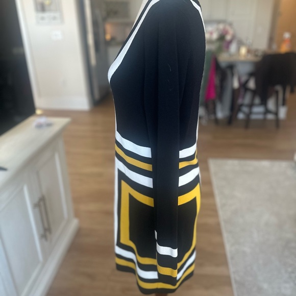 INC International Concepts Black and Yellow Long Sleeve Dress - Picture 5 of 6